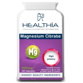 HEALTHIA Magnesium Citrate 500mg, Κιτρικό Μαγνήσιο - 120caps