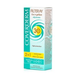 COVERDERM Filteray Face Plus SPF30, Αντιηλιακό Προσώπου & After Sun Λιπαρή/ Ακνεϊκή Επιδερμίδα -50ml