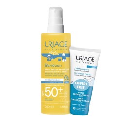 URIAGE Bariesun Moisturizing Kid Spray SPF50+, Αντηλιακό Παιδικό Γαλάκτωμα Σπρέι - 200ml & ΔΩΡΟ Cleansing Cream - 50ml