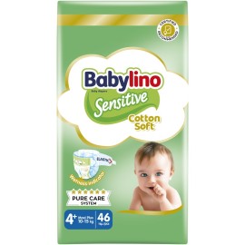 BABYLINO Sensitive Cotton Soft No4+ 10-15 Kg Value Pack, Πάνες με Απαλό Κάλυμμα με Βαμβάκι - 46τεμ