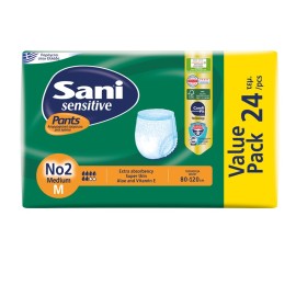 SANI Sensitive Pants Value Pack, Medium No2, Ελαστικό Εσώρουχο Ακράτειας - 24τεμ
