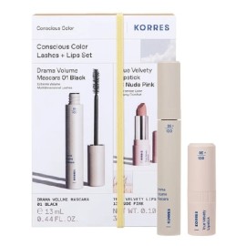 KORRES Color Essentials Eyes & Lips Σετ, με Μάσκαρα Black 01 -13ml & Κραγιόν 13 Nude Pink -3gr, 1σετ