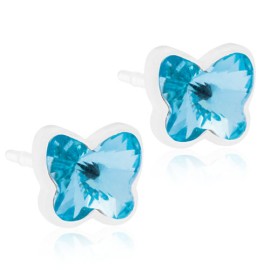 BLOMDAHL Medical Plastic Butterfly Aquamarine 5mm B / 249, Σκουλαρίκια απο Ιατρικό Πλαστικό - 1 ζευγάρι