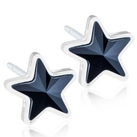 BLOMDAHL Medical Plastic Star Jet 6mm B / 193, Σκουλαρίκια από Ιατρικό Πλαστικό - 1 ζευγάρι