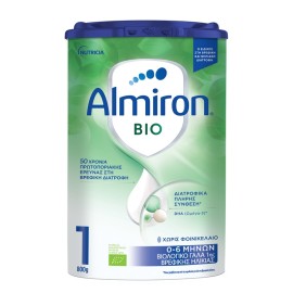 NUTRICIA Almiron BIO 1, Βιολογικό Γάλα 1ης Βρεφικής Ηλικίας για Υγιή, Τελειόμηνα Βρέφη από 0-6 Μηνών, Χωρίς Φοινικέλαιο - 800gr