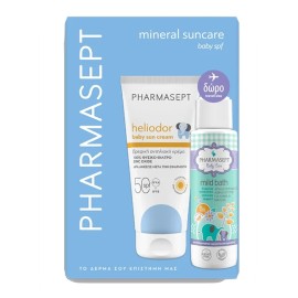 PHARMASEPT Heliodor Baby Sun Cream SPF50, Παιδική Αντηλιακή Κρέμα - 100ml & ΔΩΡΟ Kids Soft Bath, Παιδικό Αφρόλουτρο - 100ml, 1σετ