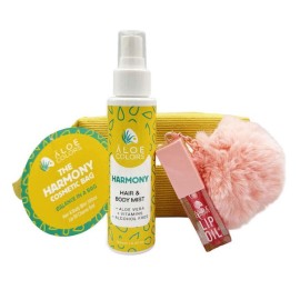 ALOE COLORS The Harmony Cosmetic Bag/ Hair & Body Mist Γιαούρτι & Αμύγδαλο -100ml & Lip Oil με pom pom Charm -5ml & ΔΩΡΟ Νεσεσέρ, 1σετ