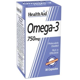 HEALTH AID Omega-3 750mg,  Συμπλήρωμα Διατροφής για την Καλή Υγεία του Καρδιαγγειακού, Κυκλοφορικού & Ανοσοποιητικού  - 30caps