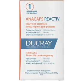 DUCRAY Anacaps Reactiv,  Συμπλήρωμα Διατροφής Κατά της Αντιδραστικής Τριχόπτωσης - 30caps