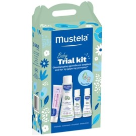 MUSTELA Baby Trial Kit, Gentle Cleansing Gel - 200ml & Hydra Bebe Body Lotion - 50ml & No Rinse Cleansing Water - 50ml & 123 Vitamin Barrier Cream - 50ml