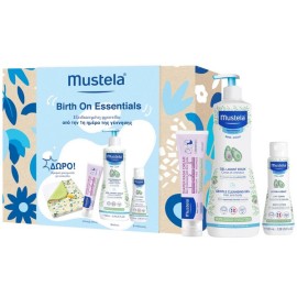 MUSTELA Birth On Essentials, Gentle Cleansing Gel - 500ml, Body Lotion - 100ml, Diaper Rash Cream - 100ml & ΔΩΡΟ Βρεφικό Μπουρνούζι