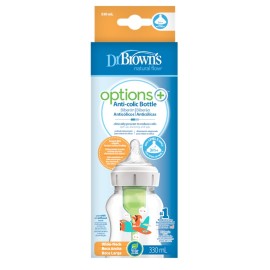 DR. BROWNS Natural Flow Options+ Plastic Baby Bottle, Μπιμπερό Πλαστικό Κατά των Κολικών με Φαρδύ Λαιμό 330ml, 3m+, Σκίουρος - 1τεμ