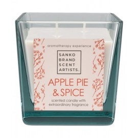 SANKO SCENT Scented Candle Apple Pie & Spice, Αρωματικό Κερί με Δυο Φυτίλια σε Γυάλινο Κύβο - 200gr