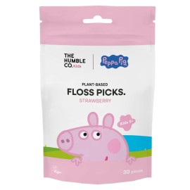 THE HUMBLE CO. Floss Picks Peppa Pig Strawberry, Οδοντικό Νήμα με Λαβή για Παιδιά 3+ με Γεύση Φράουλα -30τμχ