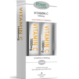 POWER OF NATURE Vitamin C 1000mg Stevia - 20αναβρ. δισκία 1+1