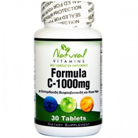 NATURAL VITAMINS Formula C- 1000mg, Βιταμίνη C με Βιοφλαβονοειδή - 30tabs