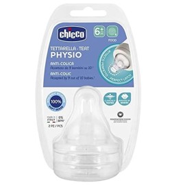 CHICCO Physio, Θηλή Σιλικόνης 6m+ Ροή Φαγητού - 2τμχ