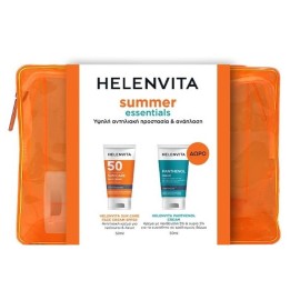 91674 HELENVITA  Promo Summer Essentials/ Sun Care Face Cream, Αντηλιακή Κρέμα Προσώπου SPF50 -50ml & ΔΩΡΟ Panthenol Cream, Κρέμα για το Ευαίσθητο σε Ερεθισμούς Δέρμα -50ml & Νεσεσέρ, 1σετ