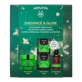 APIVITA Promo Radiance & Glow, Κρέμα για Σημάδια Γήρανσης & Ξεκούραστη Όψη Πλούσιας Υφής -50ml & ΔΩΡΟ Αφρόλουτρο με Αιθέρια Έλαια -75ml & Μάσκα Προσώπου με Αλόη -2x8ml, 1σετ