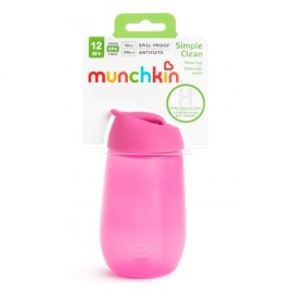 MUNCHKIN Simple Clean Straw Cup 12M+, Παιδικό Μπουκάλι με Καλαμάκι, Ροζ - 296ml