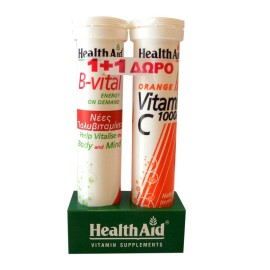 HEALTH AID B-Vital - 20 αναβρ. δισκ.  + Vitamin C 1000 Πορτοκάλι - 20 αναβρ. δισκ.