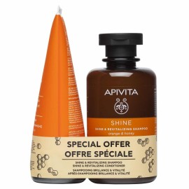APIVITA Σετ Shine & Revitalizing, Shampoo, Σαμπουάν Λάμψης & Αναζωογόνησης - 250ml & Conditioner, Κρέμα Μαλλιών με Πορτοκάλι & Μέλι - 150ml