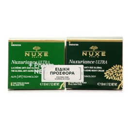 NUXE Promo Nuxuriance Ultra The Global Anti-Aging Cream, Αντιγηραντική Κρέμα Ημέρας για Όλους τους Τύπους Επιδερμίδας -50ml & Anti-Aging Night Cream, Αντιγηραντική Κρέμα Νυκτός -50ml, 1σετ