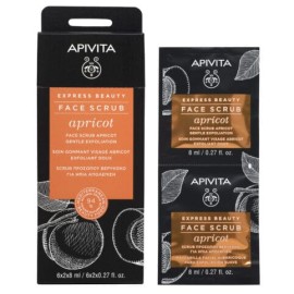 APIVITA Express Beauty Face Scrub Apricot, Ήπια Απολέπιση Προσώπου με Βερύκοκο - 2x8ml