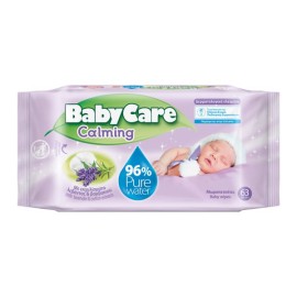 BABYCARE Calming with Lavender & Cotton Extracts, Μωρομάντηλα με Εκχυλίσματα Βαμβακιού & Οργανικής Λεβάντας - 63τεμ