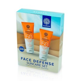 GARDEN Σετ Face Defense Suncare 5, Αντηλιακή Κρέμα Προσώπου SPF50 µε Οργανική Αλόη - 2τεμ x 50ml