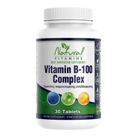NATURAL VITAMINS Vitamin B- 100 Complex, Σύμπλεγμα Βιταμινών Β - 30tabs