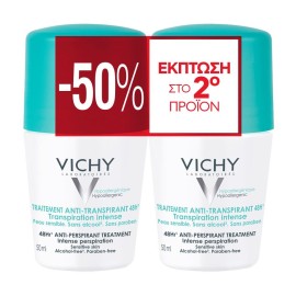 VICHY Deodorant Roll- On, Αποσμητικό Κατά των Σημαδιών 48h - 2 x 50ml -50% στο 2ο