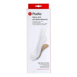 PODIA Self-Adhesive Insoles ¾ High Heels Size Small, Πάτοι Γέλης για Ψηλοτάκουνα - 1 Ζευγάρι 3/4 S 35-37.5