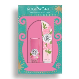 ROGER & GALLET Promo Rose/ Hand Cream, Ενυδατική Κρέμα Χεριών -30ml & Lip Balm, Βάλσαμο Χειλιών με Γεύση Τριαντάφυλλο -3.5gr, 1σετ