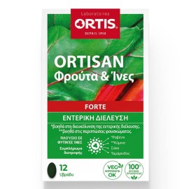 ORTIS Ortisan Forte Φρούτα & Ίνες, Εντερική Διέλευση - 12tabs