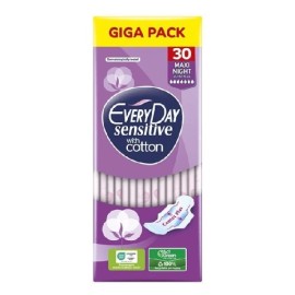 EVERYDAY Giga Pack, Σερβιέτες Sensitive with Cotton, Maxi Night Ultra Plus -30τεμ