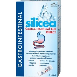 HUBNER Silicea Gastrointestinal Gel Direct, Πόσιμη Γέλη Καθαρού Πυριτίου για την Αντιμετώπιση των Οξέων του Στομάχου - 6 x 15ml