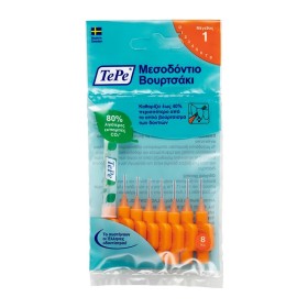 TEPE Interdental Brush, Μεσοδόντια Βουρτσάκια Πορτοκαλί, Μέγεθος ISO: 1 (0.45 mm) - 8τεμ