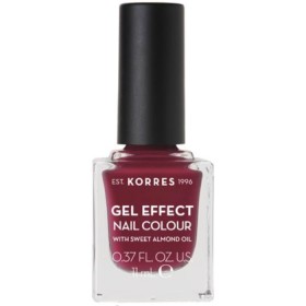 KORRES Gel Effect Nail Colour No74 Berry Addict, Βερνίκι Νυχιών με Αμυγδαλέλαιο - 11ml