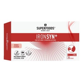 SUPERFOODS Ironsyn+, Συμπλήρωμα Διατροφής με Λιποσωμιακό Σιδηρο, Φολικό Οξύ & Βιταμίνες - 20sticks