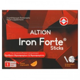 ALTION Iron Forte Sticks, Συμπλήρωμα Διατροφής με Σίδηρο, Γεύση Πορτοκάλι - 30φακελάκια