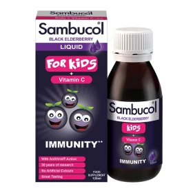 SAMBUCOL Liquid Black Elderberry For Kids + Vitamin C, Παιδικό Σιρόπι Ενίσχυσης Ανοσοποιητικού - 120ml