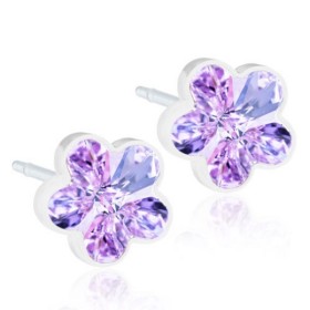 BLOMDAHL Medical Plastic Flower Violet 6mm B / 195, Σκουλαρίκια από Ιατρικό Πλαστικό - 1 ζευγάρι