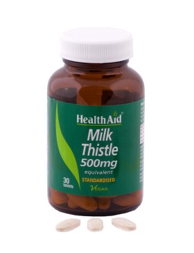 HEALTH AID Milk Thistle 500mg, Συμπλήρωμα Διατροφής με Γαϊδουράγκαθο για Αποτοξίνωση του Ήπατος - 30tabs