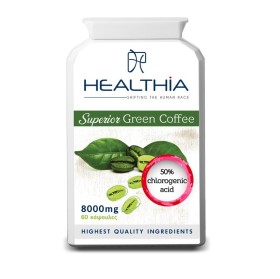 HEALTHIA Superior Green Coffee, Φυτική Φόρμουλα Αδυνατίσματος 8000mg - 60caps