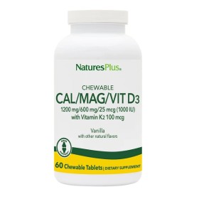 NATURES PLUS Chewable CAL/ MAG/ VITD3 + K2, Μασώμενες Πολυβιταμίνες με Γέυση Βανίλια - 60μασ. δισκία