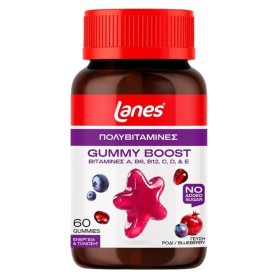 LANES Gummy Boost, Συμπλήρωμα Διατροφής με 9 Βιταμίνες & Μέταλλα με Γεύση Ρόδι & Μύρτιλο -60gummies