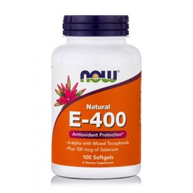 NOW FOODS Natural E-400 IU, Συμπλήρωμα Διατροφής με Βιταμίνη E -100 Softgels
