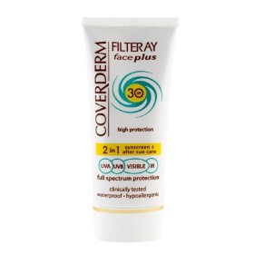 COVERDERM Filteray Face Plus SPF30/ Light Beige, Αντηλιακή Κρέμα Προσώπου με Χρώμα & After Sun, Λιπαρή/ Ακνεϊκή Επιδερμίδα -50ml