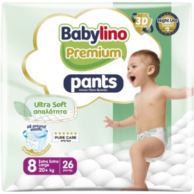 BABYLINO Premium Pants Ultra Soft, Extra Extra Large No8 20+ Kg, Πάνες Βρακάκι για Άνεση & 3D Προστασία - 26τεμ